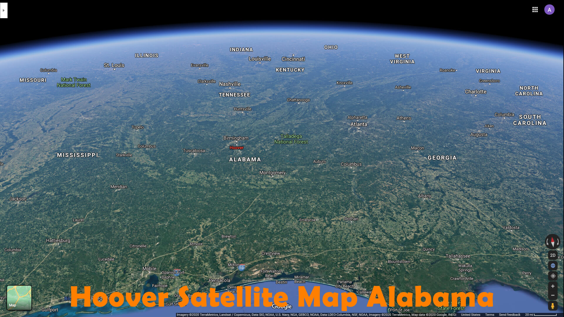 Hoover Satellite Carte Alabama